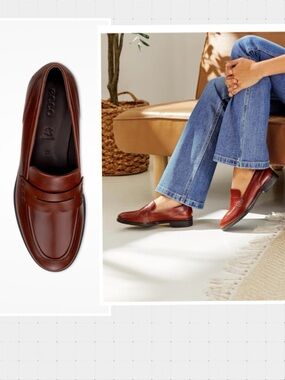 ECCO DRESS CLASSIC 15 LEATHER PENNY LOAFERS IN COGNAC PREPPY NEW! Sz8-8.5/EU39